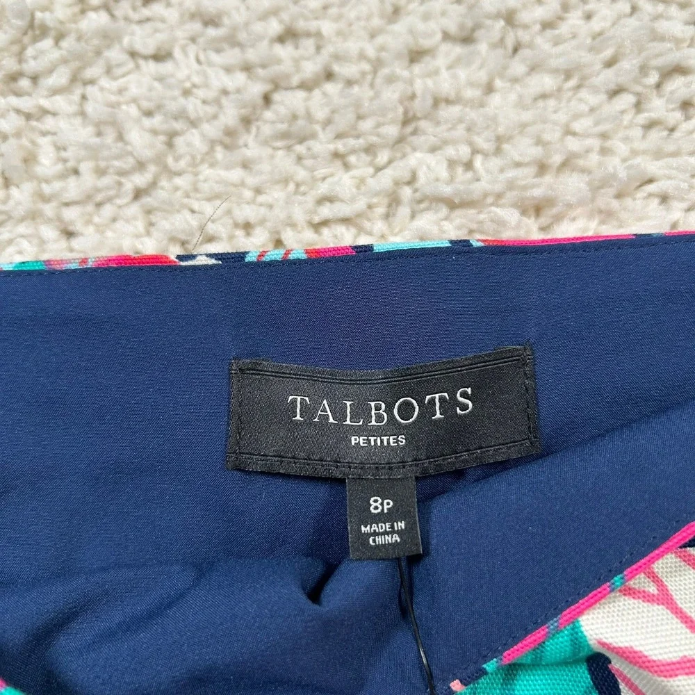 Talbots Skirt 8P Petites Pink Tropical Floral Print Cotton Blend Mini Skirt New